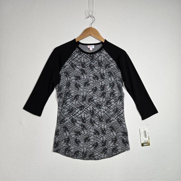 Lularoe Disney Mickey Mouse Randy Top Sz XS (2-4) Gray Black 3/4 Sleeve NEW - Picture 9 of 9